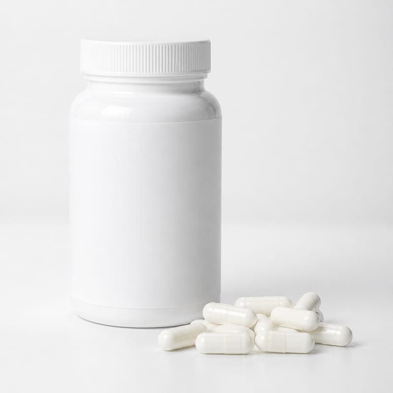 Unbranded bottle of magnesium glycinate capsules