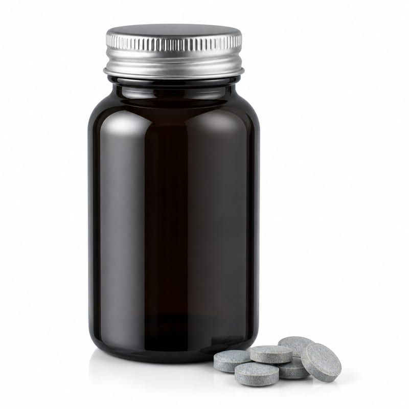 Unbranded bottle of zinc and selenium tablets